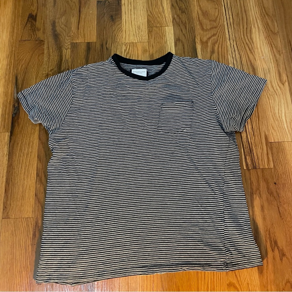 DENIM & FLOWER STRIPED POCKET TEE